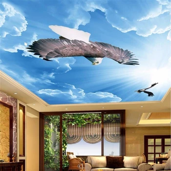 обои beibehang домашний декор Фото фон обои Голубое небо летящий орел фон потолка гостиной бумажная стена