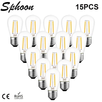S14 Сменный светодиодный светильник Edison Light 2 Вт, эквивалентный 20 Вт E27, Теплый Белый 2700K, Уличные струнные Светильники, Винтажные прозрачные светодиодные лампы
