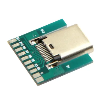 Разъем USB 3.1 Type C, 24 контакта, Женский, мужской разъем SMT, адаптер для пайки кабеля с печатной платой Изображение 2