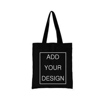 Настраиваемая черная сумка, холщовые сумки для покупок, большие женские дизайнерские сумки, аниме-сумка, ткань для покупок, Летняя ткань