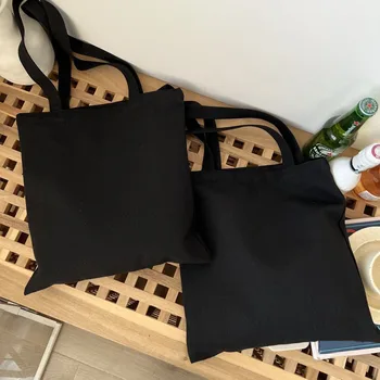 Настраиваемая черная сумка, холщовые сумки для покупок, большие женские дизайнерские сумки, аниме-сумка, ткань для покупок, Летняя ткань Изображение 2