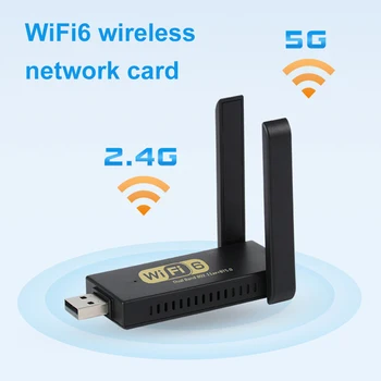 WiFi 6 USB-Адаптер Двухдиапазонный Беспроводной Wi-Fi Донгл-Накопитель Бесплатная Сетевая карта WiFi6 Адаптер Bluetooth 5,0 для Настольного Ноутбука Изображение 2