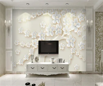 Индивидуальные 3D наклейки для украшения дома, Тисненое Белое Дерево Удачи, 3D украшения, Слива, HD Фоновые обои papel