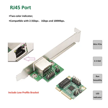 IOCREST Mini PCIe 2,5 Гб Ethernet-карта 2,5GBase-T Гигабитный сетевой адаптер с 1 Портом 2500 Мбит/с RJ45 LAN Карта контроллера Изображение 2