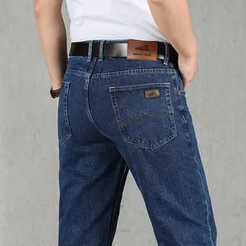 Трендовые джинсы 2022 года для мужчин, обычные Свободные прямые брюки, Высококачественные Повседневные хлопковые мужские Ковбойские брюки, Классический выстиранный деним в стиле ретро Изображение 2