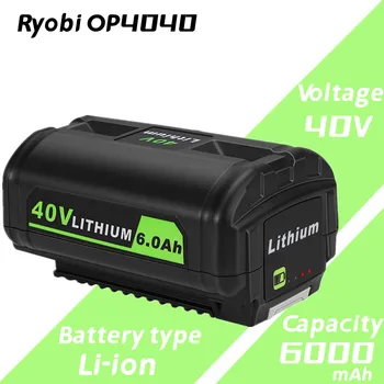 40V Литиевая Сменная Батарея для Ryobi 40V 6.0AH Аккумулятор Ryobi 40 Volt Collection Беспроводные Электроинструменты OP4040 OP4050A OP40601 Изображение 2