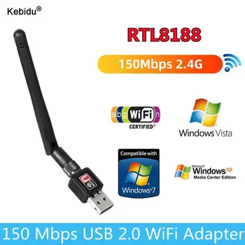 150 Мбит/с Чип RTL8188 Беспроводная Сетевая карта USB 2,0 WiFi Адаптер LAN Wi-Fi Приемник Dongle Антенна 802.11 b/g/n для MAC Windows