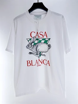 Новое 
 Футболка с изображением кролика Касабланка, пара повседневных хлопчатобумажных футболок для мужчин и женщин, бирки внутри