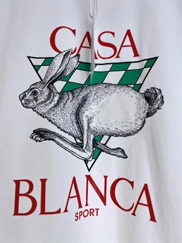 Новое 
 Футболка с изображением кролика Касабланка, пара повседневных хлопчатобумажных футболок для мужчин и женщин, бирки внутри Изображение 2
