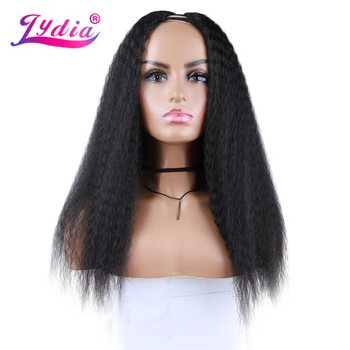 Длинные Кудрявые синтетические волосы Lydia с V-образной частью, Парики Для афроамериканских женщин, натуральный Черный 22-дюймовый афро-парик Kanekalon