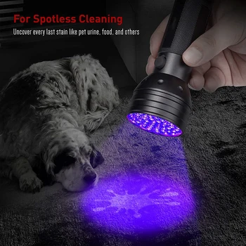 Черный световой фонарик, ультрафиолетовый водонепроницаемый фонарик с 395 нм, детектор мочи и пятен домашних животных, собак Изображение 2