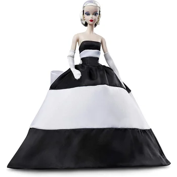 Фирменное платье Barbie из натурального Шелка, Черно-белая Кукла Forever, Коллекция моделей на 60-летие, Кукольный подарок FXF25