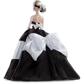 Фирменное платье Barbie из натурального Шелка, Черно-белая Кукла Forever, Коллекция моделей на 60-летие, Кукольный подарок FXF25 Изображение 2