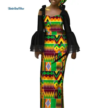 Платья с африканским Принтом для Женщин Bazin Riche, Аппликация С Драпированным Ремешком, Длинные Платья для Вечеринок, Vestidos, Традиционная Африканская Одежда, WY984