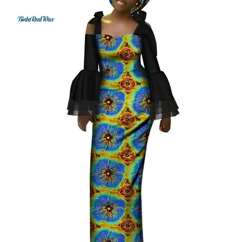 Платья с африканским Принтом для Женщин Bazin Riche, Аппликация С Драпированным Ремешком, Длинные Платья для Вечеринок, Vestidos, Традиционная Африканская Одежда, WY984 Изображение 2