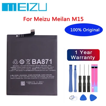 100% Оригинальный Аккумулятор BA871 Для Meizu M15/M15 15 Lite M871 M871H BA 871 3060 мАч, Высококачественные Аккумуляторы для телефона + Инструменты