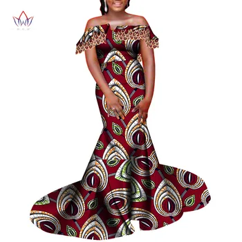 Настроить африканскую одежду из бинтаревого воска для женщин, платье без рукавов с открытыми плечами, Африканское женское восковое платье с принтом, Вечернее платье WY8648 Изображение 2