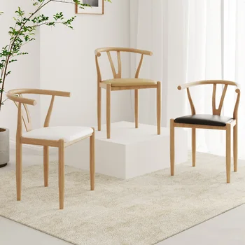 Деревянный Кожаный Обеденный стул, Реплика для вечеринок, Дизайнерский стул, Винтажная Роскошная мебель для столовой Изображение 2