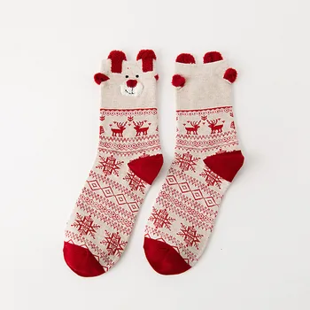 2021 Женские носки, Зимние Теплые Рождественские подарки, Стереоноски, Мягкие Хлопковые Милые Носки с Оленями Санта-Клауса, Рождественские Носки, Милые