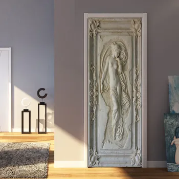 Пользовательские Фотообои 3D Рельефная Фигурка Статуя Фрески Гостиная Спальня Европейский Стиль Ретро Дверная Наклейка 3D Papel De Parede Изображение 2