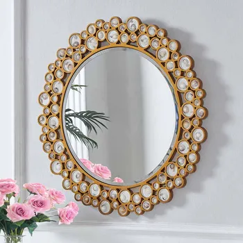 Круглое стеклянное зеркало для ванной комнаты в золотой раме, Настенное зеркало для душа, Арочное Эстетическое Зеркало Miroir Salle De Bain Аксессуары для дома