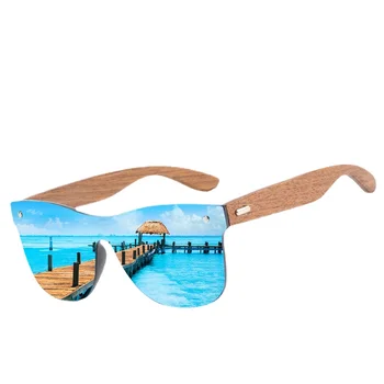 Новые модные деревянные солнцезащитные очки Мужские поляризованные Солнцезащитные очки Винтажные высококачественные деревянные Очки для вождения на открытом воздухе, рыбалки UV400 Изображение 2