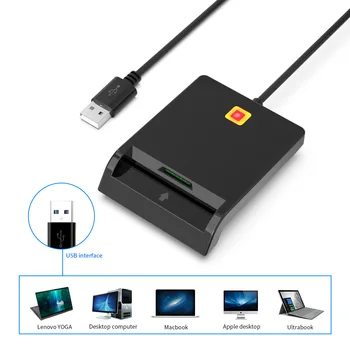 X01 USB Считыватель смарт-карт для банковских карт IC/ID EMV card Reader Высокого Качества для Windows 7 8 10 Linux OS USB-CCID ISO 7816 Изображение 2