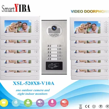 SmartYIBA 10-квартирный Видеодомофон Проводной 7-дюймовый Монитор RFID Контроля доступа Видеодомофон Домофон Система Дверного звонка