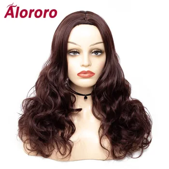Alororo Коричневый парик Синтетические вьющиеся парики для женщин Длинный волнистый парик Косплей Натуральные поддельные волосы Высокотемпературная проволока Женские волосы