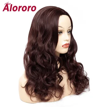 Alororo Коричневый парик Синтетические вьющиеся парики для женщин Длинный волнистый парик Косплей Натуральные поддельные волосы Высокотемпературная проволока Женские волосы Изображение 2