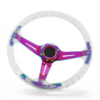 Акриловое прозрачное рулевое колесо с пузырьками, 14 Дюймов, 350 мм, гоночные диски, синяя Зеленая белая фиолетовая рамка, volante esportivo Изображение 2