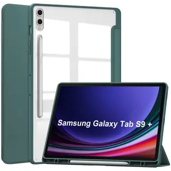 Для Samsung Galaxy Tab S9 Plus 12,4 2023 SM-X810 X816 X818 Прозрачный Чехол с функцией автоматического пробуждения для сна Ультратонкая Подставка Откидная крышка Изображение 2