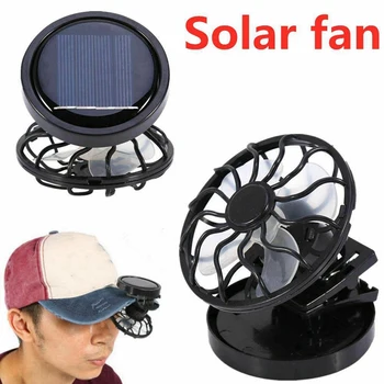 2ШТ Портативный Мини-Вентилятор на солнечной энергии, Зажим Для Скалолазания, Охлаждающий Вентилятор, Летний Ручной Вентилятор для Шляпы Изображение 2