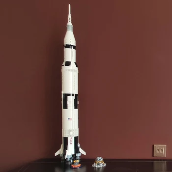 Apollo Saturn V, совместимые 92176 строительные блоки Серии Space Rocket Idea, кирпичи, развивающие игрушки для детей, подарок на День рождения Изображение 2