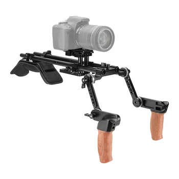 Плечевое крепление CAMVATE DSLR-камеры/DV-видеокамеры С Быстроразъемной пластиной Manfrotto и Деревянными рукоятками ARRI Rosette Magic Arm