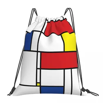 Рюкзаки Mondrian в стиле минимализма, Современное искусство, многофункциональная портативная сумка на шнурке, комплект с завязками, Карманная обувь, сумка для книг