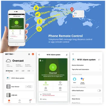 KERUI W181 Домашняя Охранная Сигнализация Мобильное приложение, Получающее GSM WIFI Соединение, Цветная Охранная Сигнализация, Сирена, Экран Беспроводной Системы Изображение 2