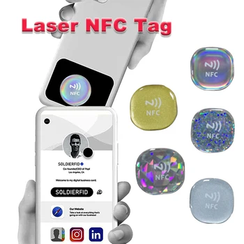 1 шт. NTAG213 Индукционный Смарт-Чип для Защиты от подделок RFID, Наклейка на Бампер мобильного Телефона, Лазерный Клей, NFC Этикетка, Бирка с эпоксидной наклейкой