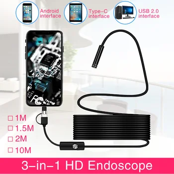 7-миллиметровая WiFi Эндоскопическая камера HD, водонепроницаемая USB-инспекционная Бороскопическая камера, WiFi для IOS Android, ПК, ноутбук, эндоскоп для Iphone Изображение 2