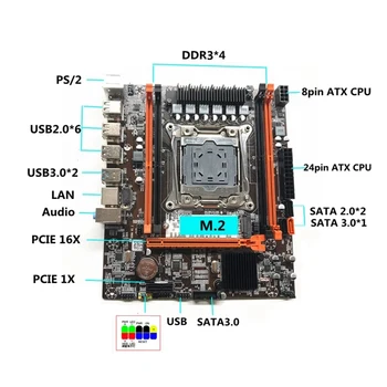 Материнская плата X99 (X99H) + Кабель переключения + Кабель SATA LGA2011-V3 Слот серверной памяти DDR3X4 ECC M.2 NVME PCI-E 3,0x16 SATA3.0 Изображение 2