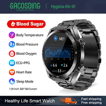 ЭКГ + PPG Смарт-Часы Мужские Bluetooth Call Clock Частота сердечных сокращений Кровяное давление Кислород в крови Здоровье Контроль уровня сахара в крови Смарт-Часы