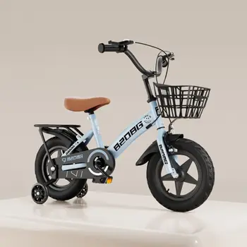 Детский велосипед 16-18 Дюймов с рамой из высокоуглеродистой стали, Механическое торможение, Вспомогательное мигающее колесо, Регулируемые Износостойкие сиденья Изображение 2
