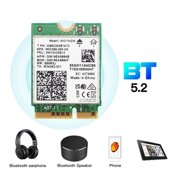 AX211NGW Wifi 6E M.2 Key E Cnvio2 Двухдиапазонная Беспроводная Сетевая карта 2,4 ГГц/5 ГГц Аксессуары 802.11Ac Bluetooth 5,2 Адаптер Изображение 2