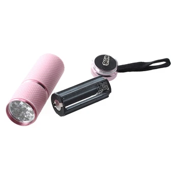 10-кратный уличный мини-фонарик с 9 светодиодами и розовым резиновым покрытием Изображение 2