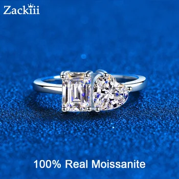 обручальное кольцо с Муассанитом Изумрудной/Лучезарной огранки 2 карата Для женщин, Обручальное кольцо из стерлингового серебра S925 Пробы, кольца с бриллиантами