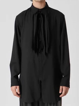 Съемная двухслойная лента Унисекс yohji yamamoto homme рубашки для мальчиков для мужской одежды, повседневная рубашка, белые топы для женщин