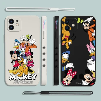 Чехол для телефона Disneys Family с Микки и Минни Маус Для Xiaomi Redmi Note 11 10A 10 10S 9 8 7 Pro Plus 10C 9A 9C 9T 4G 5G С Ремешком