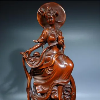 Коллекция Archaize seiko Ручной работы из самшита, статуэтка феи Чанъэ, домашнее украшение для рабочего стола, поделки Изображение 2