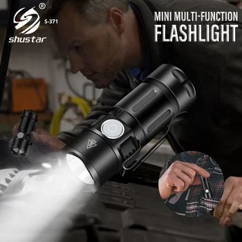 Мощный светодиодный фонарик для Кемпинга, Рыбалки, Мини-USB Перезаряжаемый фонарик с хвостовым магнитом, водонепроницаемые наружные прожекторы
