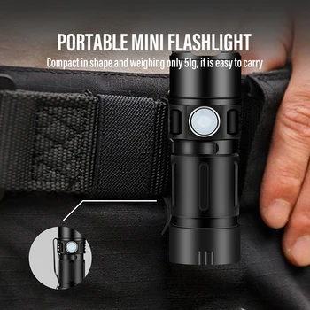 Мощный светодиодный фонарик для Кемпинга, Рыбалки, Мини-USB Перезаряжаемый фонарик с хвостовым магнитом, водонепроницаемые наружные прожекторы Изображение 2